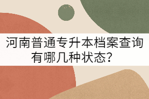 河南普通專升本檔案查詢有哪幾種狀態(tài)？