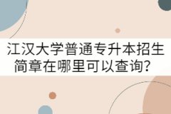 江漢大學(xué)普通專升本招生簡(jiǎn)章在哪里可以查詢？