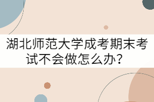 湖北師范大學(xué)成考期末考試沒(méi)有答案不會(huì)做怎么辦？
