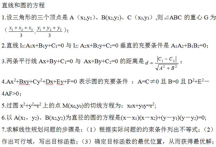 2021年湖北成考高起點數(shù)學(xué)理科考點：直線和圓的方程