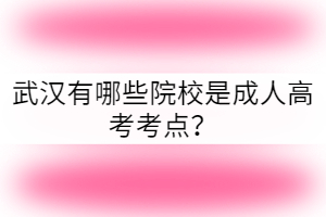 武漢有哪些院校是成人高考考點(diǎn)？