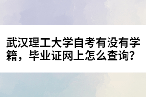 武漢理工大學(xué)自考有沒(méi)有學(xué)籍，畢業(yè)證網(wǎng)上怎么查詢？