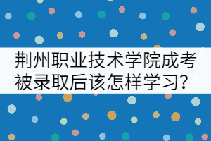 荊州職業(yè)技術(shù)學(xué)院成考被錄取后該怎樣學(xué)習(xí)？