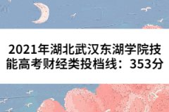 2021年湖北武漢東湖學(xué)院技能高考財(cái)經(jīng)類投檔線：353分