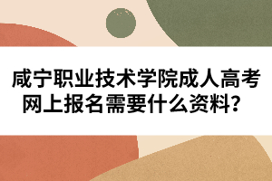 咸寧職業(yè)技術(shù)學(xué)院成人高考網(wǎng)上報名需要什么資料？