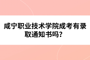 咸寧職業(yè)技術(shù)學(xué)院成考有錄取通知書嗎？