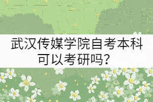 武漢傳媒學(xué)院自考本科可以考研嗎？