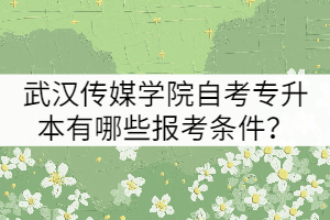 武漢傳媒學院自考專升本有哪些報考條件？