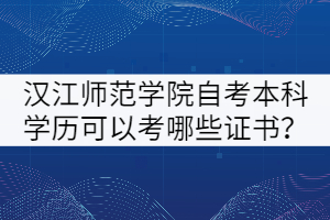 漢江師范學院自考本科學歷可以考哪些證書？