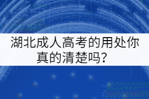 湖北成人高考的用處你真的清楚嗎？