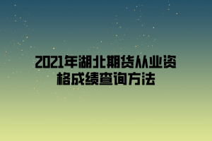 2021年湖北期貨從業(yè)資格成績(jī)查詢方法