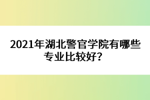 2021年湖北警官學(xué)院有哪些專業(yè)比較好？