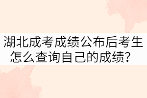 湖北成考成績公布后考生怎么查詢自己的成績？
