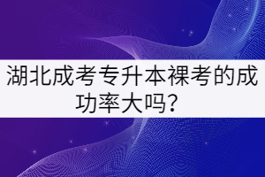 湖北成考專升本裸考的成功率大嗎？
