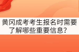 黃岡成考考生報名時需要了解哪些重要信息？