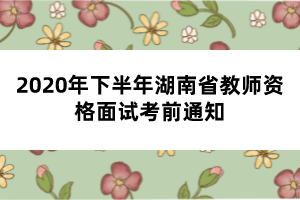 2020年下半年湖南省教師資格面試考前通知