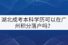 湖北成考本科學歷可以在廣州積分落戶嗎？