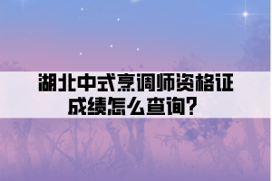 湖北中式烹調(diào)師資格證成績怎么查詢？