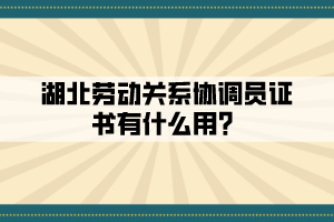 湖北勞動關(guān)系協(xié)調(diào)員證書有什么用？