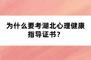 為什么要考湖北心理健康指導(dǎo)證書？