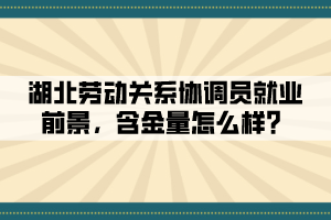 湖北勞動關(guān)系協(xié)調(diào)員就業(yè)前景，含金量怎么樣？