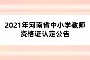 2021年河南省中小學教師資格證認定公告