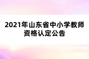 2021年山東省中小學教師資格認定公告