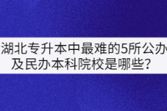 湖北專升本中最難的前5所公辦及民辦本科院校是哪些？