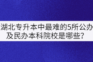 湖北專升本中最難的5所公辦及民辦本科院校是哪些？