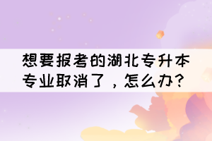 想要報(bào)考的湖北專升本專業(yè)取消了，怎么辦？