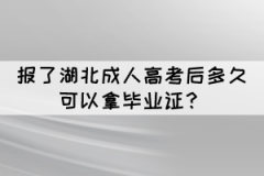 報了湖北成人高考后多久可以拿畢業(yè)證？