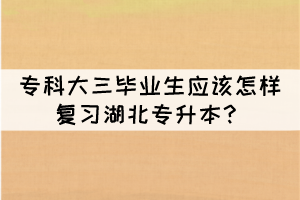 專科大三畢業(yè)生應(yīng)該怎樣復(fù)習(xí)湖北專升本？