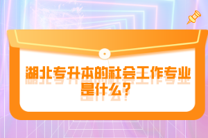 湖北專升本的社會(huì)工作專業(yè)是什么？