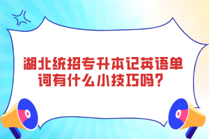 湖北統(tǒng)招專升本記英語單詞有什么小技巧嗎？