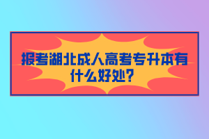 報(bào)考湖北成人高考專升本有什么好處？