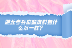 湖北專升本和本科有什么不一樣？