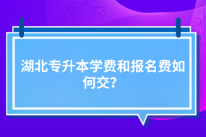 湖北專升本學(xué)費(fèi)和報(bào)名費(fèi)如何交？