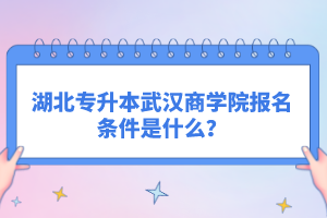 湖北專(zhuān)升本武漢商學(xué)院報(bào)名條件是什么？