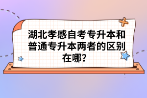 湖北孝感自考專升本和普通專升本兩者的區(qū)別在哪？