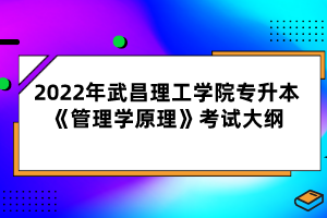 2022年武昌理工學(xué)院專升本《管理學(xué)原理》考試大綱