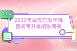 2022年武漢東湖學(xué)院普通專升本招生簡章