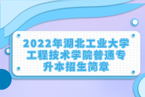 2022年湖北工業(yè)大學工程技術(shù)學院普通專升本招生簡章