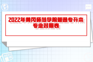 2022年黃岡師范學院普通專升本專業(yè)對照表