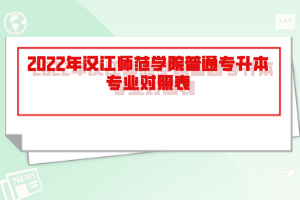 2022年漢江師范學(xué)院普通專升本專業(yè)對(duì)照表