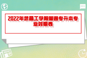 2022年武昌工學(xué)院普通專升本專業(yè)對照表