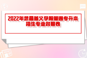 2022年武昌首義學(xué)院普通專(zhuān)升本招生專(zhuān)業(yè)對(duì)照表