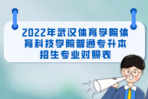 2022年武漢體育學(xué)院體育科技學(xué)院普通專升本招生專業(yè)對(duì)照表