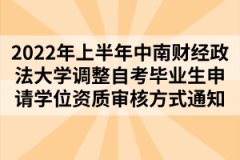 2022年上半年中南財經(jīng)政法大學調(diào)整自考畢業(yè)生申請學位資質(zhì)審核方式通知