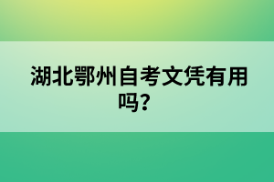 湖北鄂州自考文憑有用嗎？