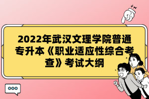 2022年武漢文理學(xué)院普通專升本《職業(yè)適應(yīng)性綜合考查》考試大綱